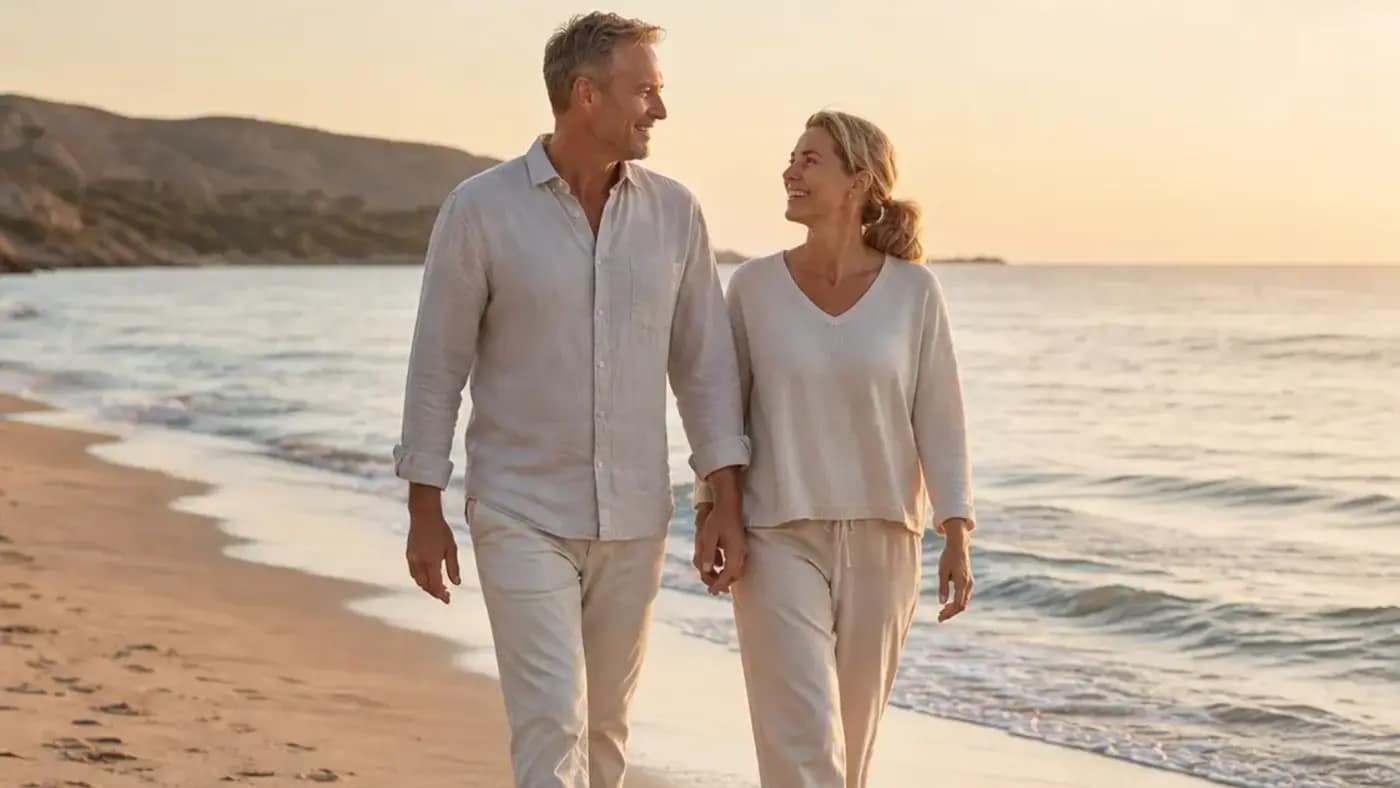 Promenad vid havet som symboliserar rutiner efter GLP-1-behandling
